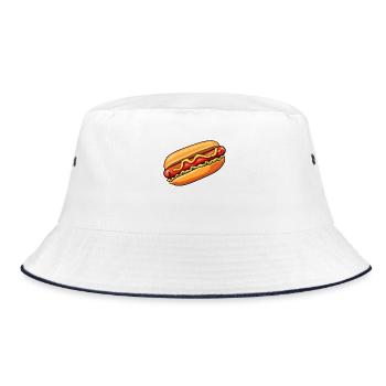 Hot dog: Delicious sausage in a bun - Bucket Hat - white/navy - Front