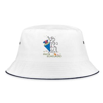 Hurra Schulkind Maus mit Zuckertüte - Bucket Hat - Weiß/Navy - Vorne