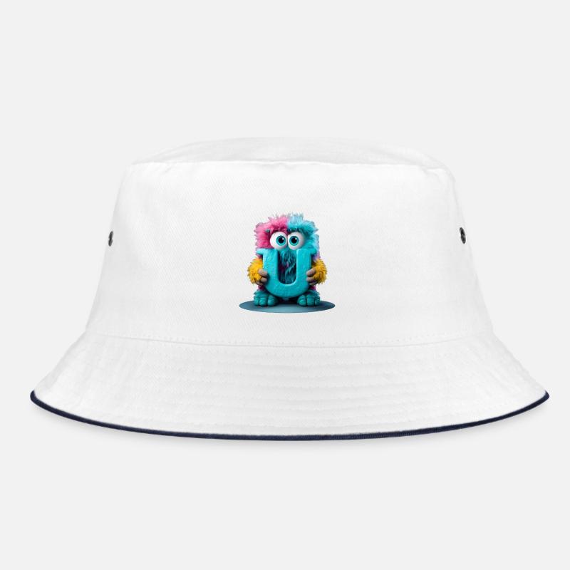 Monstre multicolore tenant la lettre U - Bob - blanc/marine