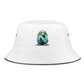 N Colorful with Monster Woven - Bucket Hat - white/navy - Front