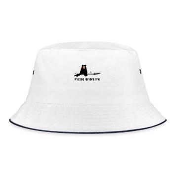 "Please Ignore Me": A Cute Bear - Bucket Hat - white/navy - Front