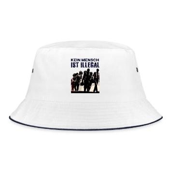 Kein Mensch ist illegal Demokratie Europa - Bucket Hat - Weiß/Navy - Vorne