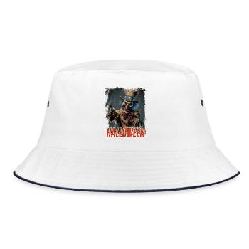 Spooky USA Scarecrow Halloween Horror - Bucket Hat - white/navy - Front