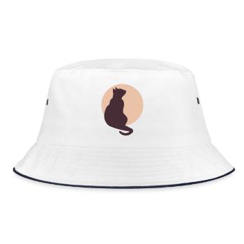 Mondkatze - Bucket Hat - Weiß/Navy - Vorne