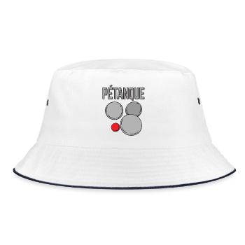 Boule Kugeln für Bouler Boules Set und Petanque - Bucket Hat - Weiß/Navy - Vorne