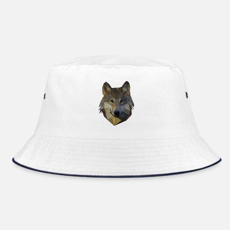 Polygon Wolf Triangular Mosaic Shapes Polyart Bucket Hat