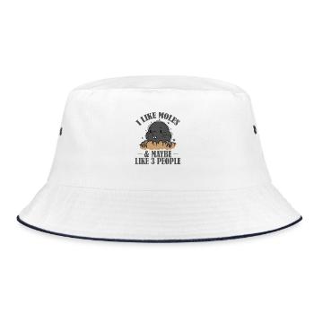 I Like Moles and Maybe 3 People Natur Tier - Bucket Hat - white/navy - Front