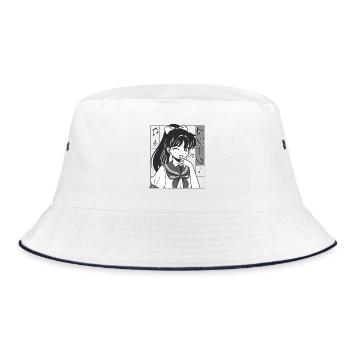 Anime Musik - Bucket Hat - Weiß/Navy - Vorne
