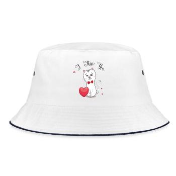 I miss you - Bucket Hat - Weiß/Navy - Vorne