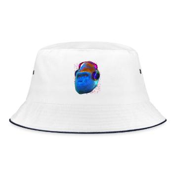 Gorille avec casque Low Poly Pop Art - Bob - blanc/marine - Devant
