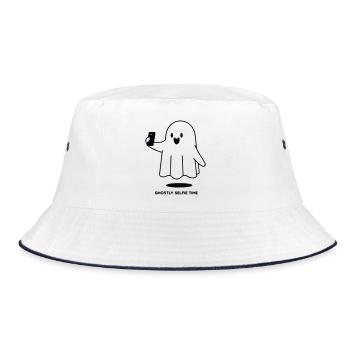 Geister-Selfie: Klick, Lächeln, Schauder! - Bucket Hat - Weiß/Navy - Vorne