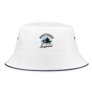 Berchtesgaden Wildnis Logo Alpenlandschaft - Bucket Hat - Weiß/Navy - Vorne