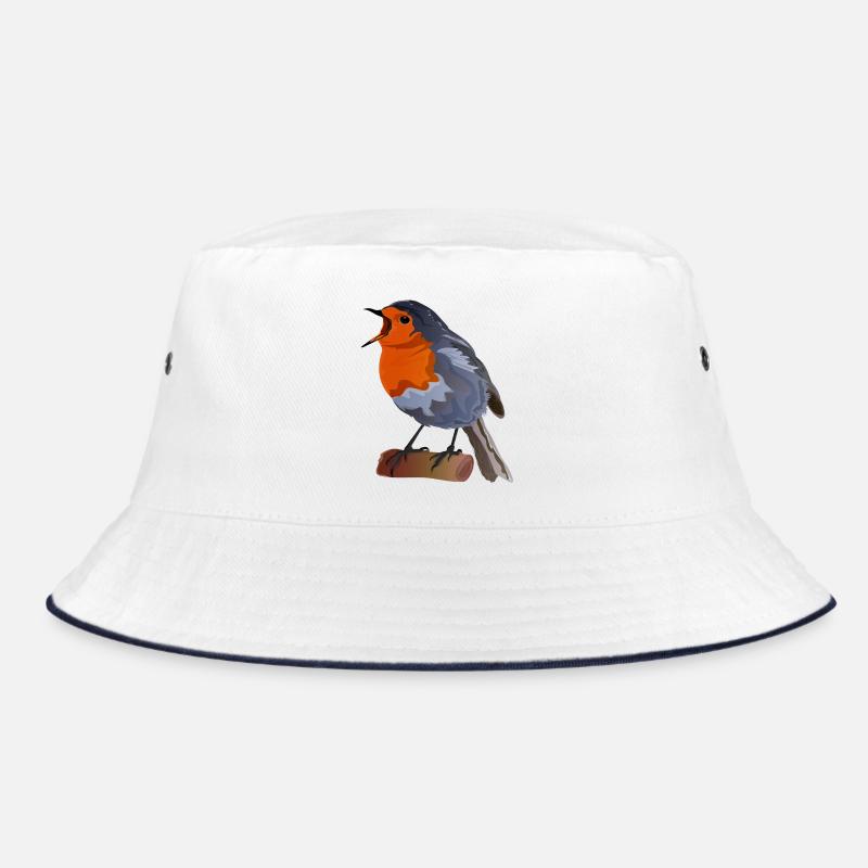 Robin Bird Illustration on Textile Bucket Hat