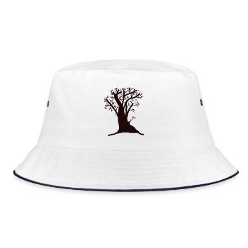Tree, Botany, Deciduous Tree, Forest, Nature, Wilderness, Wood, Co2 - Bucket Hat - white/navy - Front
