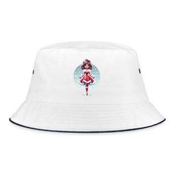 Ded Moroz Snegurotschka russischer Weihnachtsmann - Bucket Hat - Weiß/Navy - Vorne