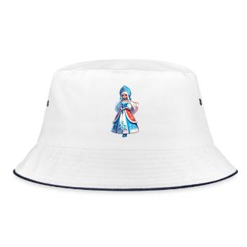 Ded Moroz Snegurotschka russischer Weihnachtsmann - Bucket Hat - Weiß/Navy - Vorne