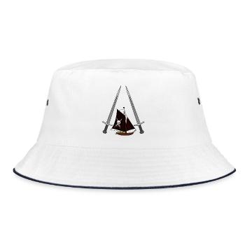 Swords, Pirates, Piracy, Heroes, Pirate Ship - Bucket Hat - white/navy - Front
