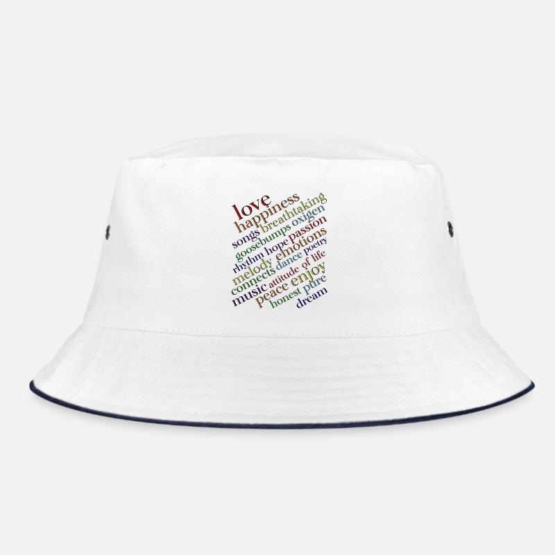Rainbow Typography Joie de vivre - Bucket Hat - white/navy