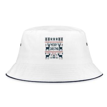 Ugly Christmas Reindeer Merry Christmas - Bucket Hat - white/navy - Front
