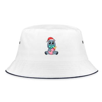 Hippopotame bébé Noël - Bob - blanc/marine - Devant