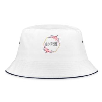 Abigail Mädchen Name Baby Geschenk - Bucket Hat - Weiß/Navy - Vorne