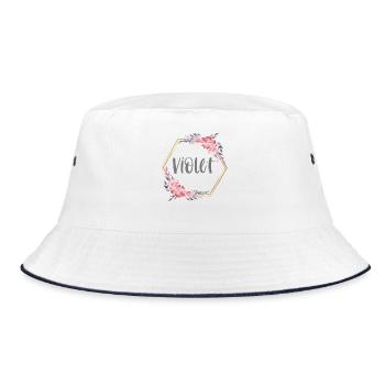 Violet Mädchen Name Baby Geschenk - Bucket Hat - Weiß/Navy - Vorne