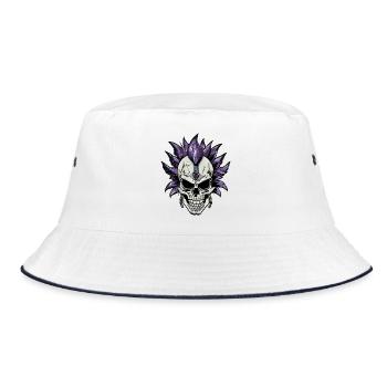 Punk Skull – Purple Mohawk - Bucket Hat - Weiß/Navy - Vorne