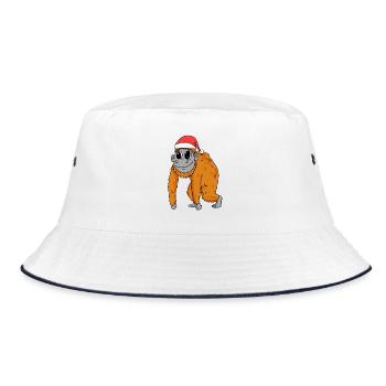 Affe Weihnachten - Bucket Hat - Weiß/Navy - Vorne
