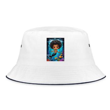 Zauberhafte Meerjungfrau Illustration - Bucket Hat - Weiß/Navy - Vorne
