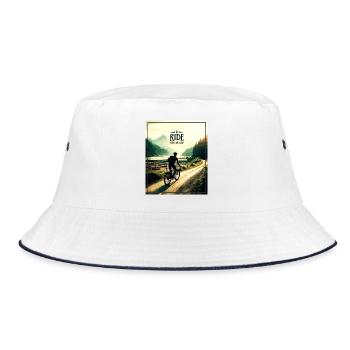 Ride - Gravel, Fahrrad, Rennrad, MTB-Bike - Bucket Hat - Weiß/Navy - Vorne