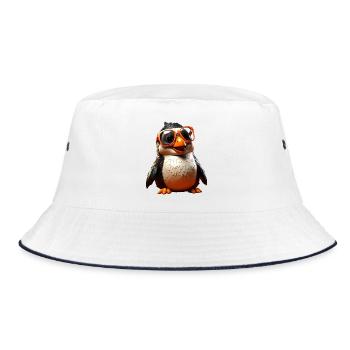 Pinguin Sonnenbrille Geschenk Ich Liebe Pinguine - Bucket Hat - Weiß/Navy - Vorne