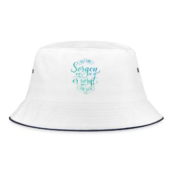 Cast all your sorrows on him - Bucket Hat - white/navy - Front