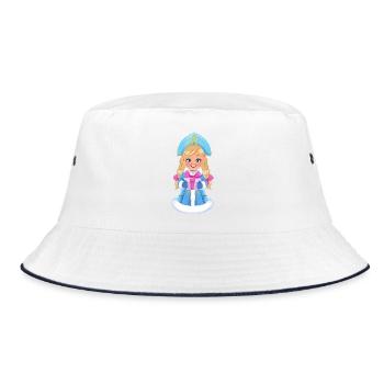Ded Moroz Snegurotschka russischer Weihnachtsmann - Bucket Hat - Weiß/Navy - Vorne
