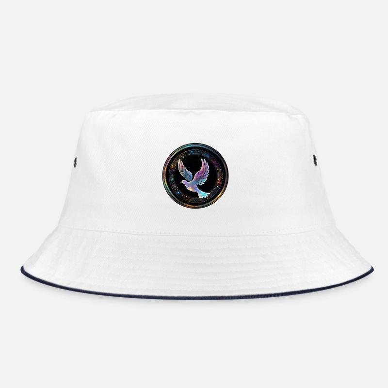 Galaxy Taube im Sternenring - Bucket Hat - Weiß/Navy
