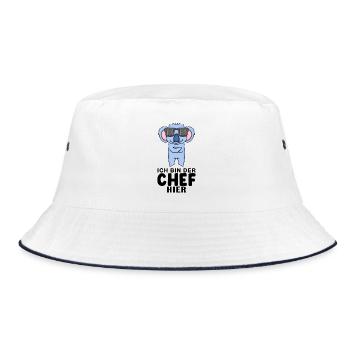 Chef Spruch mit Koala Motiv - Bucket Hat - Weiß/Navy - Vorne