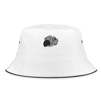 Krähe Familie - Krähe mit Baby - Bucket Hat - Weiß/Navy - Vorne