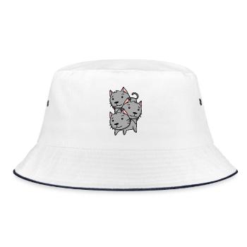 Katze Katzen - Bucket Hat - Weiß/Navy - Vorne
