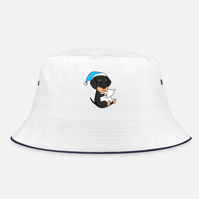 Schlafen Müdigkeit Hund Hunderasse Dackel - Bucket Hat - Weiß/Navy
