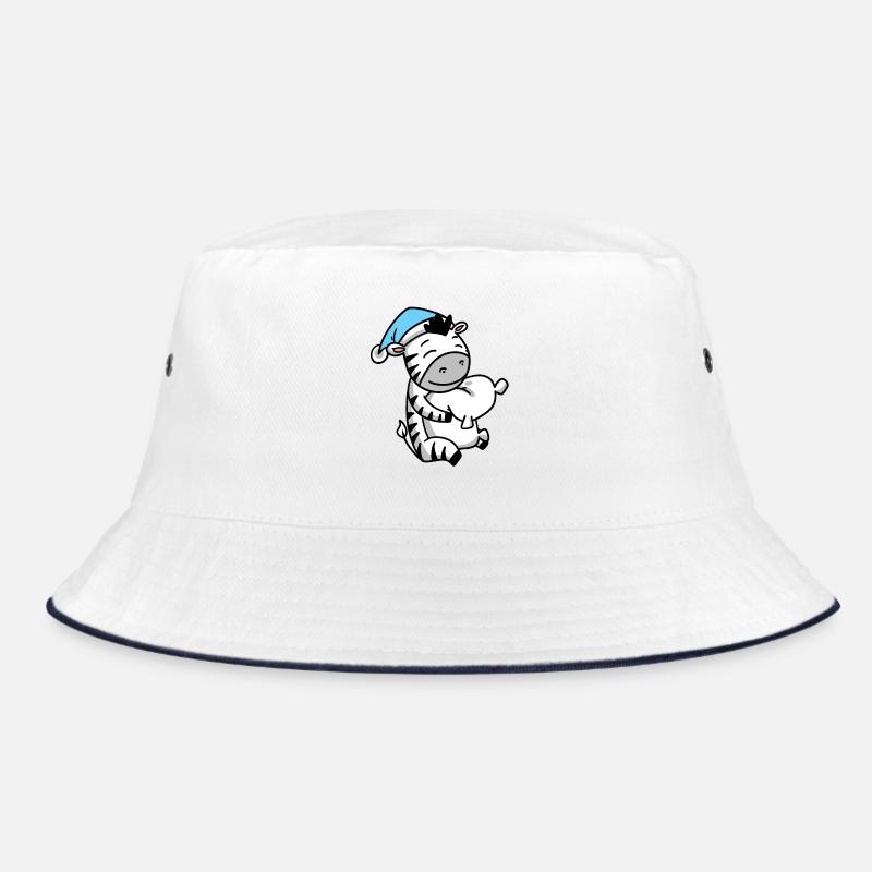 Zebra with pillow and sleepy cap Bucket Hat