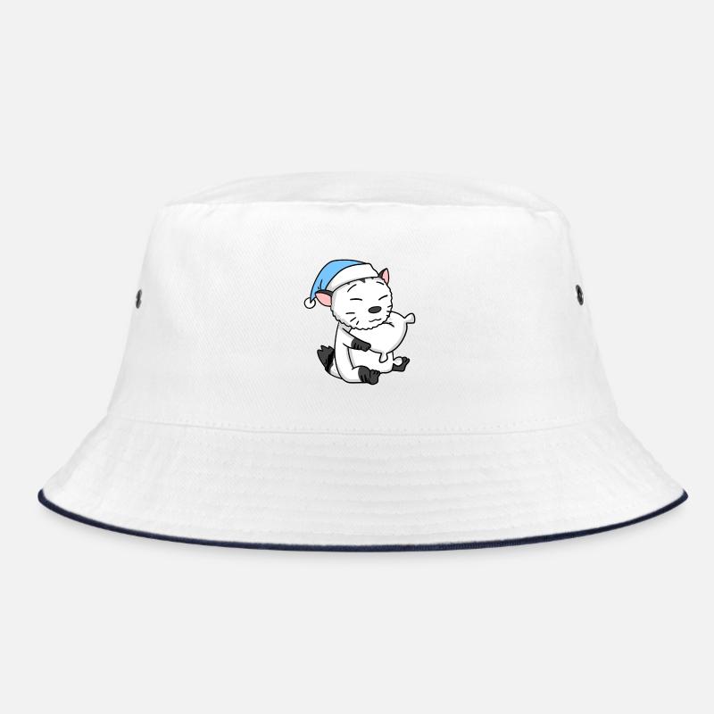 Sleeping Tired - Cat with Pillow and Sleepy Cap Bucket Hat