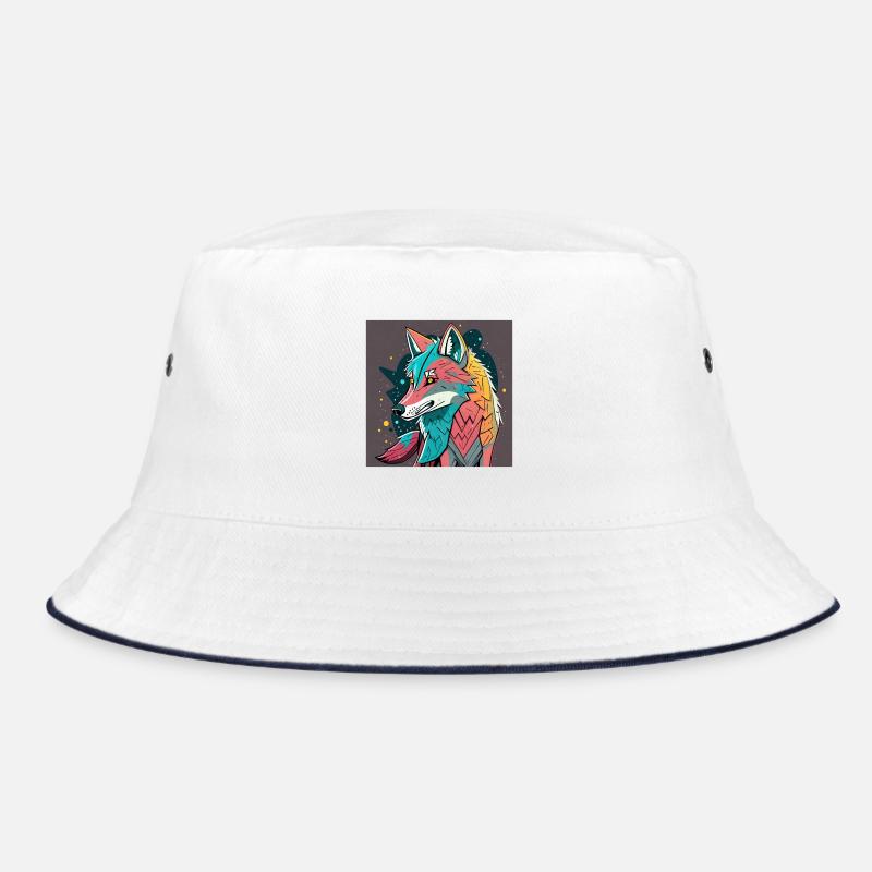 Geometrischer Wolf Farbexplosion Bucket Hat