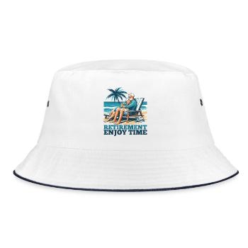Rente Ruhestand Zeit genießen Geschenk - Bucket Hat - Weiß/Navy - Vorne