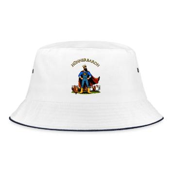 Hühnerbaron Hühnerheld Hühner Fan - Bucket Hat - Weiß/Navy - Vorne