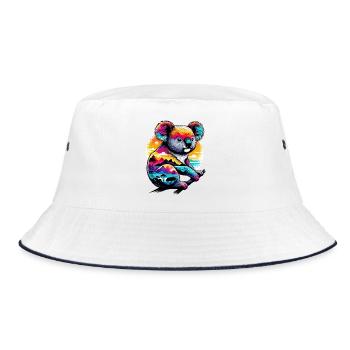 Koala - Bucket Hat - Weiß/Navy - Vorne