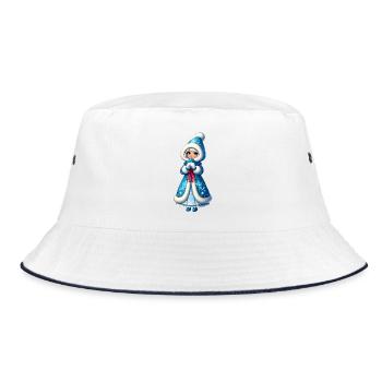 Ded Moroz Snegurotschka russischer Weihnachtsmann - Bucket Hat - Weiß/Navy - Vorne