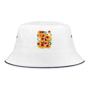 Abstract Polka Dot Ball Circle Pattern - Bucket Hat - white/navy - Front