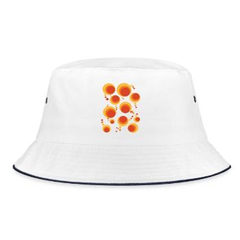 50's 60's Polka Dot Circle Style Pattern - Bucket Hat - white/navy - Front