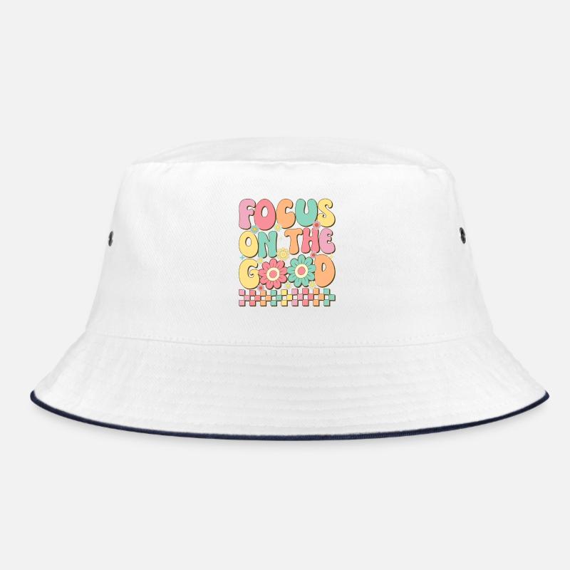 Fokus auf das Gute - Bucket Hat - Weiß/Navy