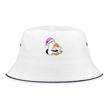 Seagull Tired Sleeping Sleeping Girl - Bucket Hat - white/navy - Front