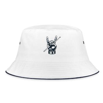 Drummer, Drummer, Band, Metal Pose, French Fries, Fork - Bucket Hat - white/navy - Front
